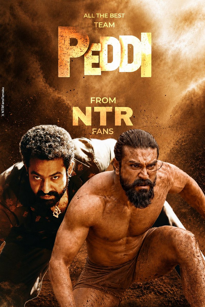 NTRFansTanuku's tweet photo. Wishing entire team of #Peddi all the very best!!!

@tarak9999 @AlwaysRamCharan 
@BuchiBabuSana https://t.co/YAsGoiu5wX