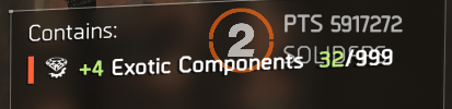 SOLIDFPS's tweet photo. On @TheDivisionGame PTS, Exotic Component Caches can be purchased for 120 DZ Credits at the DZ West vendor and now award 4 Exotic Components!

ALSO, this means it's time to save all your current exo comp caches from stretch goals and open them next update for 4x gains! https://t.co/KasjO1YuU1