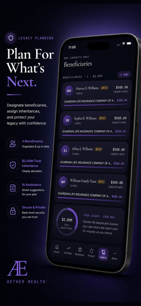 aetherwealth's tweet photo. Today, we're excited to introduce Aether Wealth.

Managing wealth shouldn't require juggling multiple apps, spreadsheets, documents, and advisors.

Aether brings your financial world together in one secure platform—so you can see everything, manage anything, and stay organized with confidence.

📲 Available now on the App Store.

#WealthManagement #Fintech #FamilyOffice #FinancialPlanning