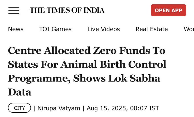 HoomanDecoder's tweet photo. ABC DIDN'T FAIL..  GOVERNANCE DID: WHY ARE DOGS PAYING THE PRICE?

Where are all the illiterates like Muralidharan, Meghna Uniyal, Ryan Lobo and other dumbduck dog haters on social media, who spent years claiming that "ABC doesn't work" because the government has supposedly been implementing it for decades?

THIS is what implementation looks like?

According to Lok Sabha data, the Centre allocated ZERO funds to states for the Animal Birth Control programme.

ZERO!!🤡

So let's be honest: if a programme is starved of funding, lacks infrastructure, lacks manpower, lacks veterinary support, and is never implemented at the scale required, how can anyone claim it has "failed"?

What failed is not ABC!

What failed is governance!

For years, the public was told that sterilization doesn't work. Meanwhile, the very authorities responsible for controlling stray populations apparently couldn't even ensure proper funding for the programme.

And now the biggest questions:

1. Why wasn't this front and centre in the Supreme Court proceedings?

2. Why was there no demand for a full investigation into the authorities who failed to implement the law?

3. Why were officials not asked to explain how a national programme meant to control stray populations was left without adequate funding and execution?

4. Why is there endless outrage about dogs, but deafening silence about administrative failure?

5. And where is the media? @DDNewslive @ndtv @aajtak @BiharTakChannel

Why are we not seeing prime-time debates about years of neglect, mismanagement, and failure by authorities entrusted with public health and animal welfare?

Most importantly:

6. Why are dogs being made to pay the price for governance failure?

If governments failed to fund ABC, failed to build infrastructure, failed to sterilize, failed to vaccinate, and failed to enforce existing laws, then why are the animals being blamed for the consequences of that failure?

Why are dogs being demonized, removed, displaced, abused, or condemned because authorities failed to do the very job they were legally responsible for doing?

The public is angry and rightly so. But that anger should be directed at those who failed to govern, not at animals that had no role in creating this crisis.

You cannot sabotage a programme, refuse to fund it, fail to implement it, and then turn around and declare that it doesn't work.

If the data shows ZERO central funding, then the real scandal is not the existence of ABC.

The real scandal is that those responsible for implementing it may have failed for years and now both citizens and dogs are paying the price.

The question is simple:

Who is going to be held accountable for that failure?

#IndianArmy #Compassion #StrayDogs #StopHarassingFeeders #WomenFeedersMatter #CommunityDogs #AnimalRights #CompassionIsNotACrime #Mumbai #QuestionTheNarrative #CommunityDogs #ShowTheEvidence #AnimalRights #TruthMatters #FactCheck #StopMisinformation #CommunityDogs #ConservationNotPropaganda #ReadBeforeYouShare #AnimalRights #CompassionForAll
@indSupremeCourt @FIAPOIndi #StopAnimalCruelty #BeKindToAnimals #AnimalRights #saveindiafromdoghaters #JusticeForStrays #StopAnimalCruelty #Accountability #AmendPCA #NoMore50 #SaveIndianDogs #AwaraNahiHamaraHai @rashtrapatibhvn
@THaPriYa123 @JahnaviIyer @dilthi_gujarati #SaveIndianDogs #SCReverseTheOrder #stopdogcruelty