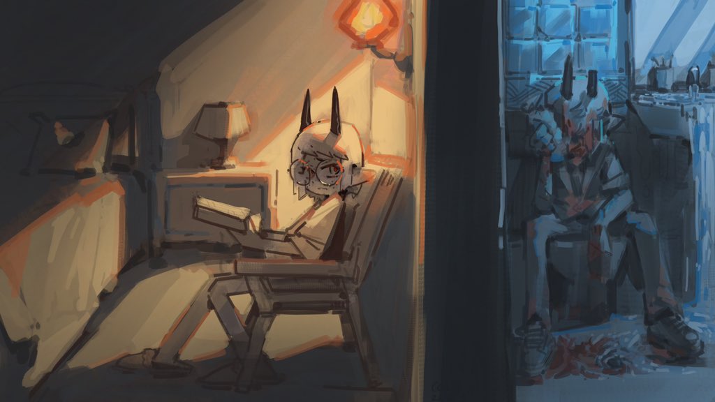 Ceashnwn's tweet photo. I never feel like picking up a brush without a good story in mind. It’s a bad habit. To fix it, I’m planning to draw one rough illustration every day — poor quality is fine — to polish my skills along the way.#devilscandycomic https://t.co/CYg4ToRpTC