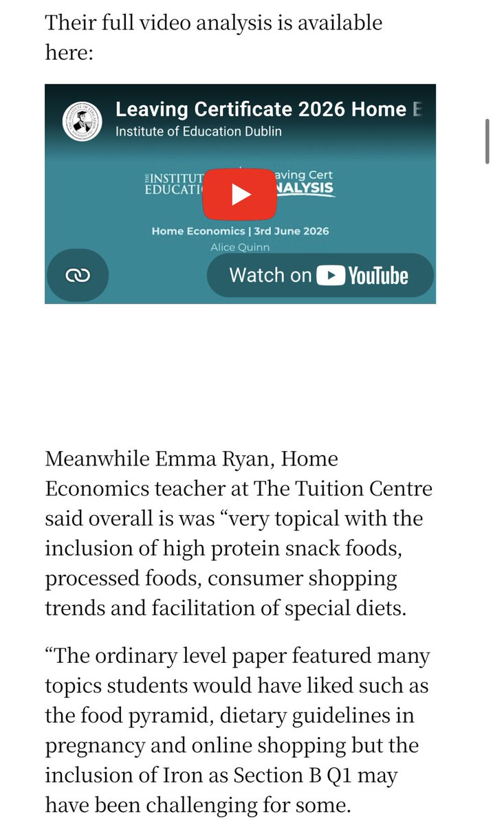 ciaraquill's tweet photo. Bingo!
@IrishTimesEdu_ is reverting to type by again seeking feedback from teachers @IOE_Dublin @tuition_centre re today’s Leaving Cert Home Ec exam. 
Fancy IOE video as well.
Do these two organisations have a commercial agreement with @IrishTimes? 
Plus ça change…🤨 
#edchatie https://t.co/oGDJYzREf6