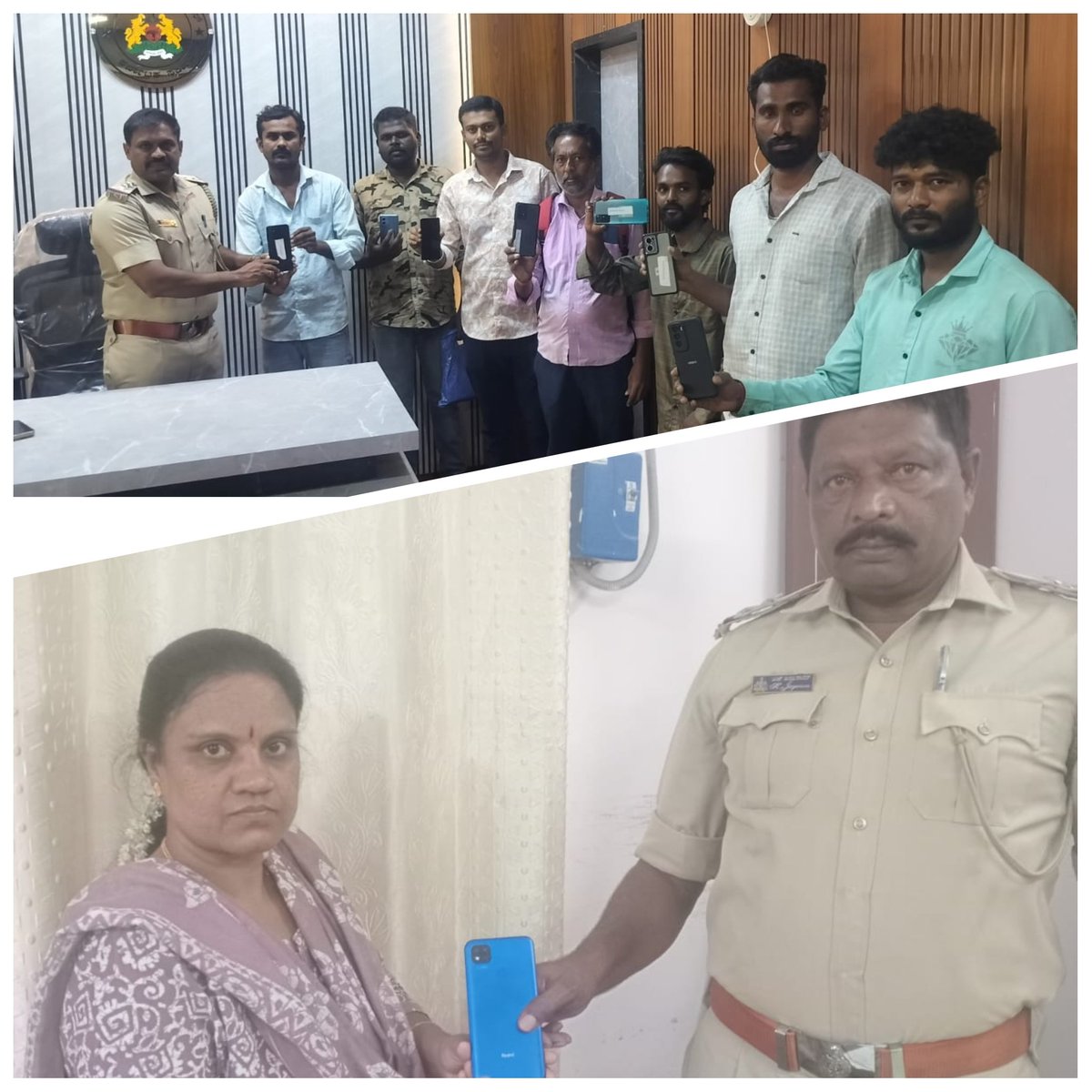 KolarPolice's tweet photo. ಇಂದು ಕೋಲಾರ ಜಿಲ್ಲೆಯ ಶ್ರೀನಿವಾಸಪುರ 
ಮತ್ತು ಮಾಲೂರು ಪೊಲೀಸ್ ಠಾಣೆಗಳಲ್ಲಿ ಸಾರ್ವಜನಿಕರು ತಮ್ಮ ಮೊಬೈಲ್ ಫೋನ್ ಗಳು ಕಳುವಾಗಿರುವ ಬಗ್ಗೆ ದೂರು ನೀಡಿದ್ದು ಅದರಂತೆ ಸಿ. ಇ. ಐ.ಅರ್ ಪೋರ್ಟೆಲ್ ಮೂಲಕ  ಕಳುವಾಗಿದ್ದ ಮೊಬೈಲ್ಗಳನ್ನು ಪತ್ತೆ ಮಾಡಿ ಮಾಲೀಕರಿಗೆ ಹಸ್ತಾಂತರಿಸಲಾಯತು.
@DgpKarnataka @IgpRange #karntakastatepolice #kolar #mulbagal #maluru #masthi #srinivasapura