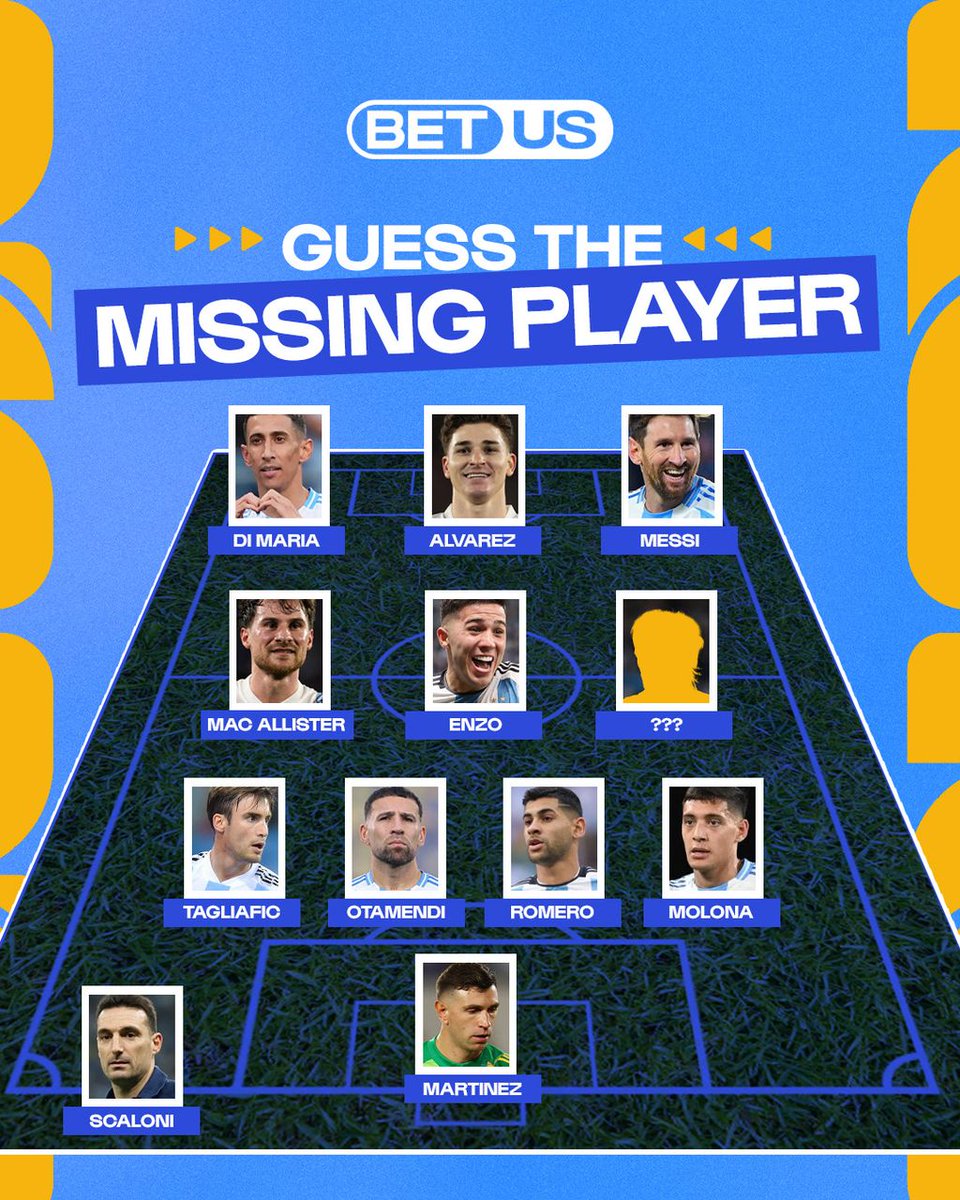 BetUS_Nation's tweet photo. Can you guess the missing Argentina player? 🎁

✅ Follow
❤️ Like
🔁 RT
💬 Drop your answer below

One correct guess will win $25! 💸 https://t.co/irbsPXE324