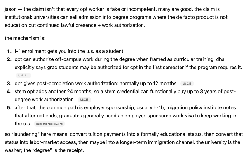 eigenrobot's tweet photo. "how do universities function as devices for collecting fees to launder mass immigration" im glad you asked

apparently we had 1.18M international students in 2024-25 https://t.co/ojjKjKb6bn