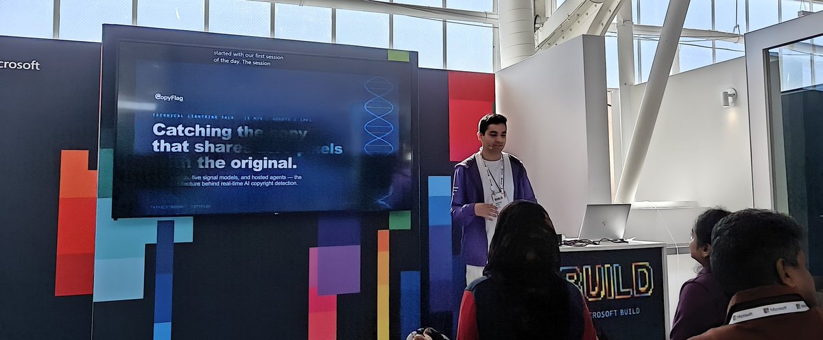 lee_stott's tweet photo. #Imaginecup winner Patrick from @UniofOxford at #MSBuild with copyflag Imaginecup winner 2026 #microsoft sharing his winning project https://t.co/EgOroAsebf