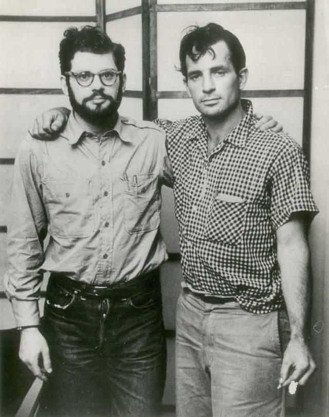 distractedfilm's tweet photo. "Follow your inner moonlight; don't hide the madness." 

 Happy birthday Allen Ginsberg! 🎂

With Jack Kerouac https://t.co/JTtgujB29h