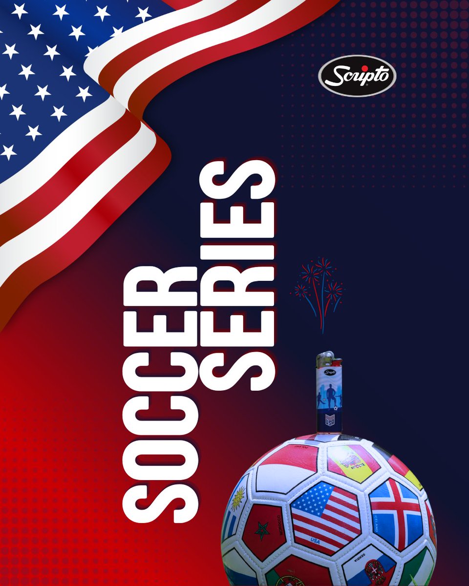 ScriptoLighters's tweet photo. Kicking off our Soccer Series with the stars and stripes! 🇺🇸⚽️ Celebrate the spirit of the game and light up your lighter moments with Scripto® Lighters. Stay tuned as we spotlight more countries in the series! #ForTheLighterMoments #SoccerSeries #ScriptoLighters https://t.co/AQBYZDA89F