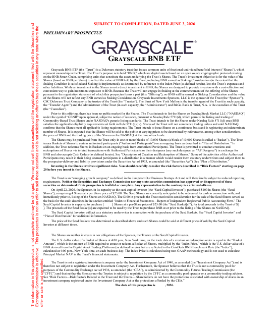 CryptoCoinShow's tweet photo. 🚨 News: @Grayscale has amended its BNB ETF filing with the SEC, revealing the proposed ticker $GBNB. https://t.co/4yH2gy6rL6