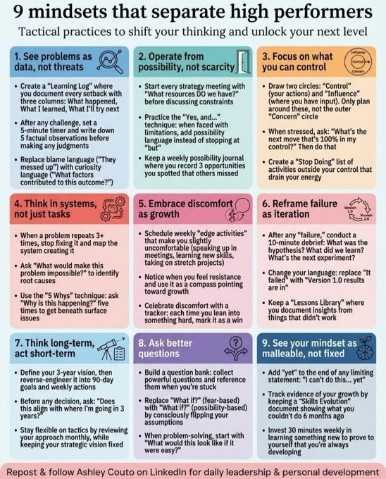 Nobility_99's tweet photo. 9 mindsets that separate high performers https://t.co/9LrPvAmlMn #mindset #performancemanagement #personaleffectiveness https://t.co/Bu7g0l1FkY