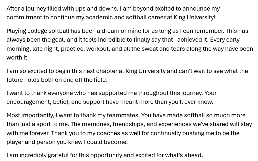 MadisonClark09's tweet photo. I can't wait for this next chapter of life and softball!
@KingU_Softball @FusionSB_ @Fusion16uClark @schs_fastpitch 

#IamaTornado! 🥎💙 https://t.co/2TTY62JLEQ