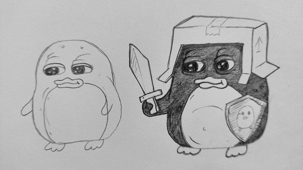EmperorFrenguin's tweet photo. Rough sketch, new character idea. Frenguin. 🐧 https://t.co/xTJbCXzpo2