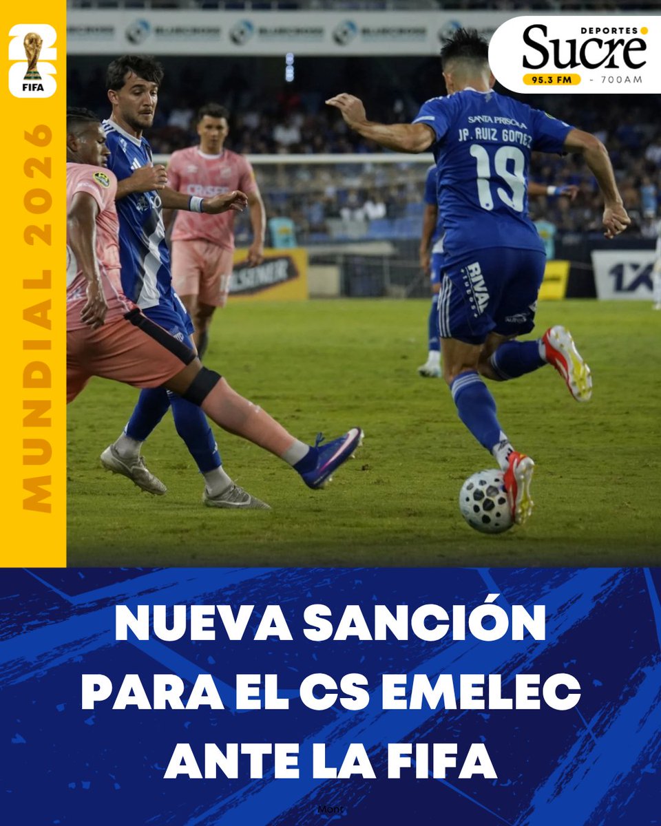 sucredeportesec's tweet photo. 🚨 ¡DÍAS GRISES PARA EL BOMBILLO! 💡
🔵 Desde este miércoles 03 de junio, el #CSEmelec apareció en el portar de la #FIFA con una nueva prohibición de inscripción a jugadores por un periodo de tres temporadas.
❌ Esta sanción corresponde al caso del ex director deportivo Miguel Falero, tras su reclamo por obligaciones pendientes.
#SucreDeportes
#SucreEnLaNoticia
#SucreMundial