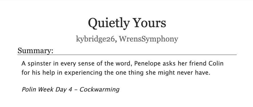 WrensSymphony's tweet photo. All one-shots that started out anonymous. I love all of them very much, and hope you enjoy them, too 💕

modern
https://t.co/xbEHdGabWA

regency
https://t.co/JepT3feV8h

modern
https://t.co/UtoLW4iOa5

regency
https://t.co/eANlN7XVNb https://t.co/8rCKSaPijz
