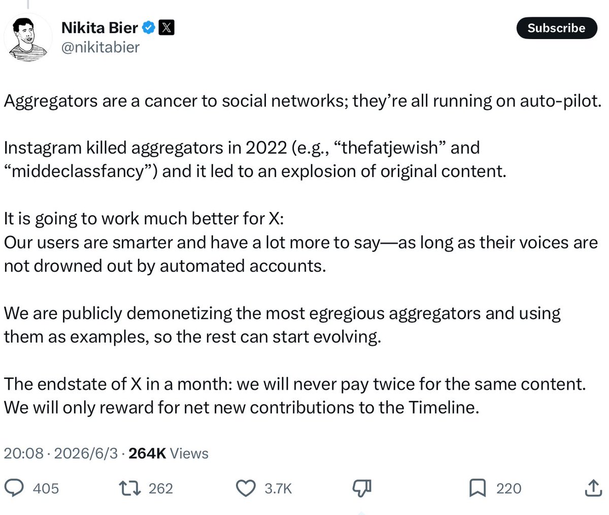 indiehackercase's tweet photo. 推特不喜欢搬运号，以后搬运的会没收益。

但是看图2，如果有自己的解读，那推特还是鼓励的。 https://t.co/FOciEA4xdw