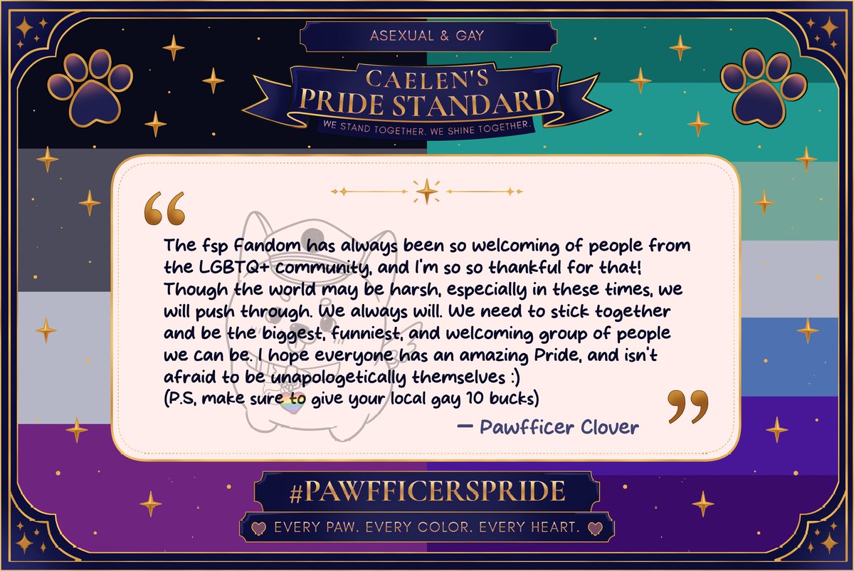 caecord's tweet photo. 💙 A new #PawfficersPride spotlight 🌈

Today's card only captures part of the original submission, but its message was clear: Pride is about celebrating who you are and creating a world where everyone can be themselves without judgment.

Every Paw. Every Color. Every Heart. https://t.co/2tvfNTnXKz