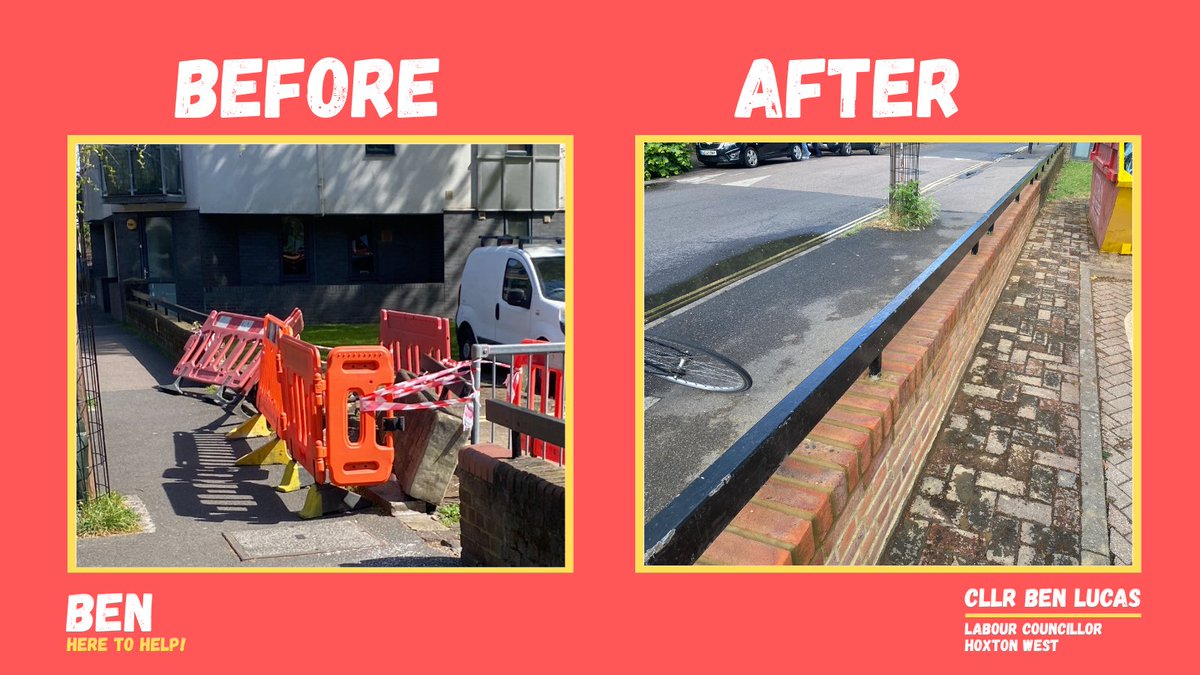 benlucas94's tweet photo. It's fantastic that the wall on Murray Grove has been repaired by @hackneycouncil, after I raised this weeks ago on behalf of local residents.

It wasn't just a bad eyesore, it was a hazard for pedestrians and those living on Provost Estate.

Thankfully it's looking much better! https://t.co/6c0N1DfyrW