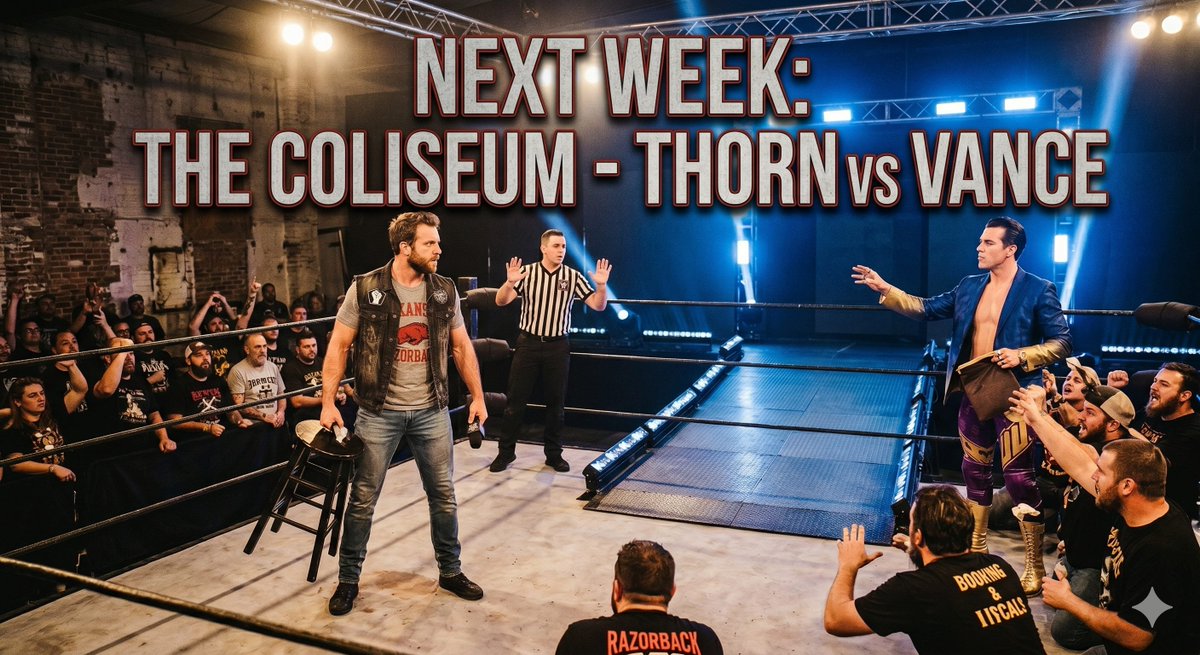 tejones's tweet photo. Thorne turns.

Looks right at the camera.

“DAPPER. STERLING. VANCE.”

“Your 10X ways are about to come to an end — courtesy of the grit, ‘True’ Elias Thorne — when I drop you with the Suplex of Human Truth!”

https://t.co/q2BNCsB0dJ https://t.co/kCgPqJVjPt