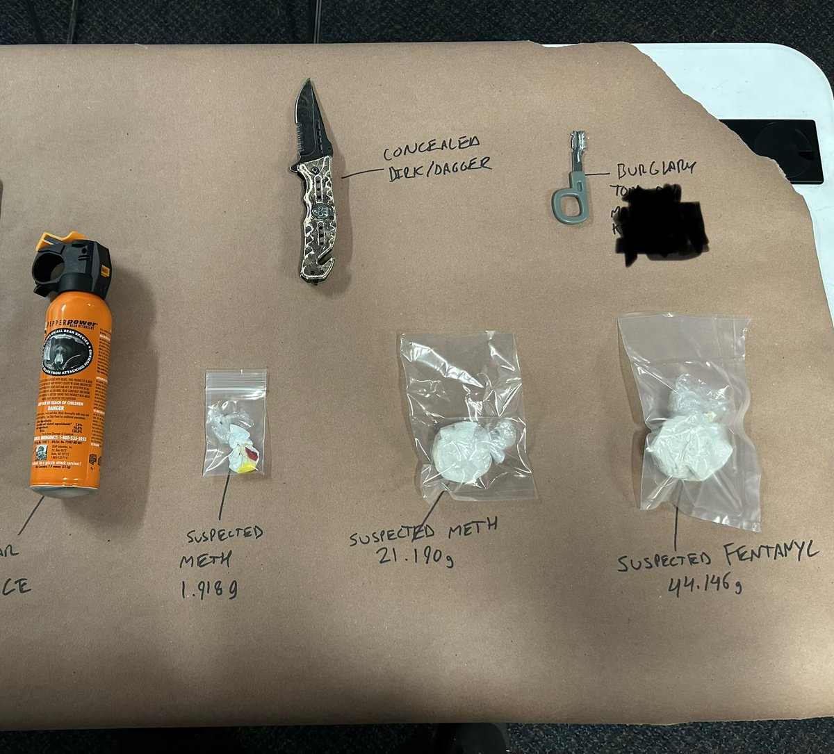 LincolnPolice's tweet photo. LPD Sergeant Makes Narcotics Sales Arrest

Earlier today, an LPD sergeant observed a suspicious vehicle in the Target parking lot in the 900 block of Groveland Lane possibly involved in shoplifting. 

Officers ultimately detained three individuals, 44-year-old Mario Acosta, 43-year-old Jonathan Damiano, and 30-year-old Joshua Martinez (all from Sacramento) after locating suspected methamphetamine in Acosta’s possession.

A subsequent search of Martinez revealed Target merchandise concealed in his pants, along with an ounce and a half of suspected fentanyl, 21 grams of methamphetamine, and a concealed dagger. 

Acosta was cited for the methamphetamine possession and Martinez was arrested on various charges including possession of narcotics for sale and booked into the South Placer Jail.
