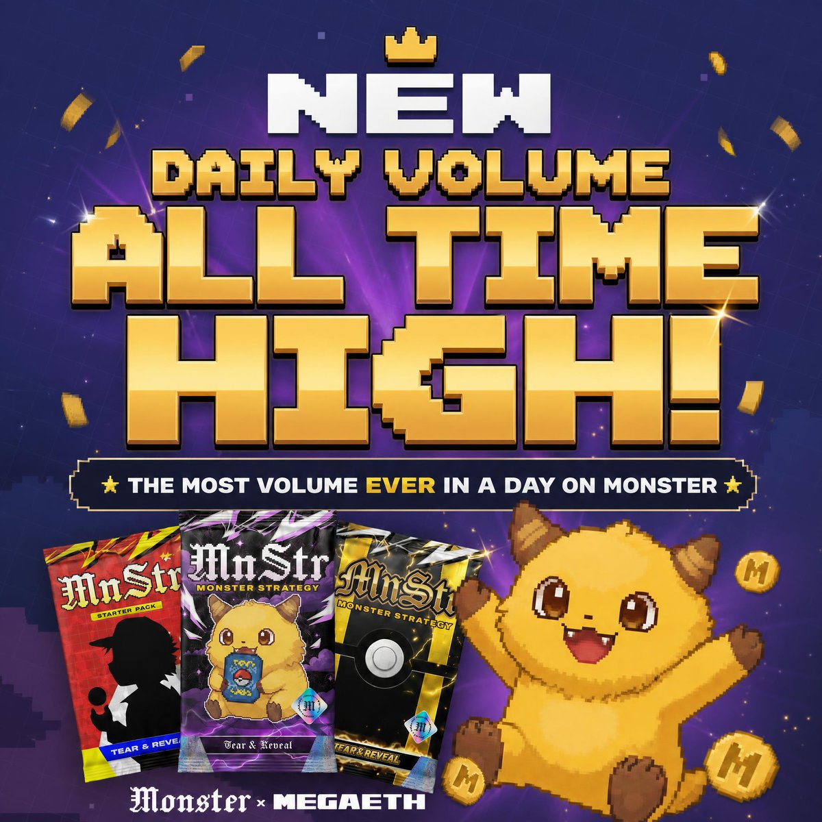 mnstr's tweet photo. Today is a new all time high in daily volume on Monster!

We love and appreciate all the support and we can't wait to keep rolling out fun new stuff to help people build their own collections. 

Monster Mode https://t.co/Vl1dZRqzRc