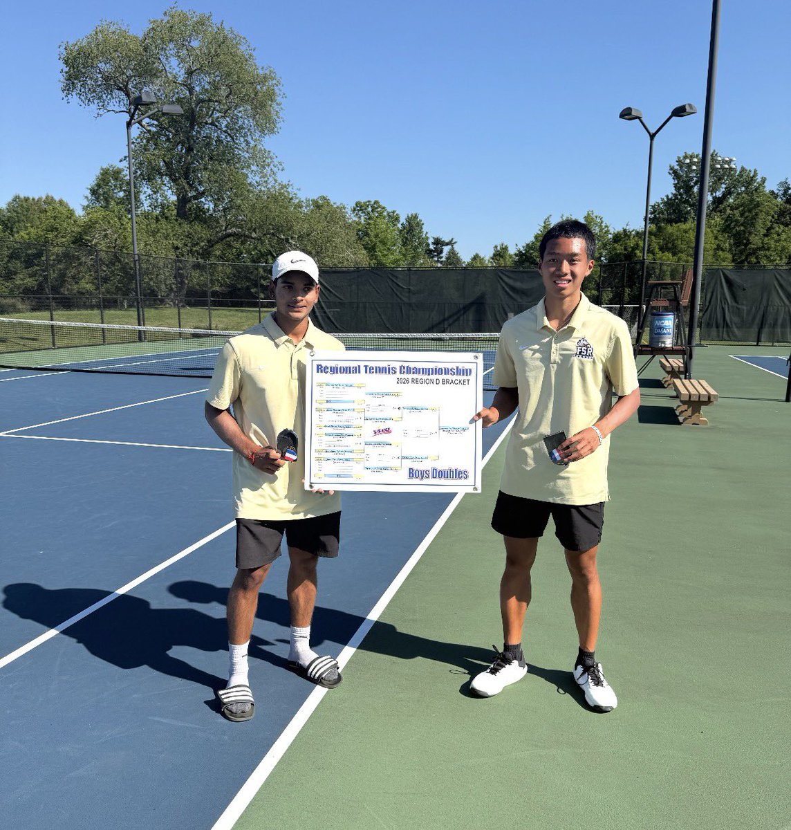 FHSSOUTHRIDING's tweet photo. Congratulations to the Region 5D Boys Tennis Doubles Champions Dominick Vo and Piyush Goswami. https://t.co/MFXKNy6DDK