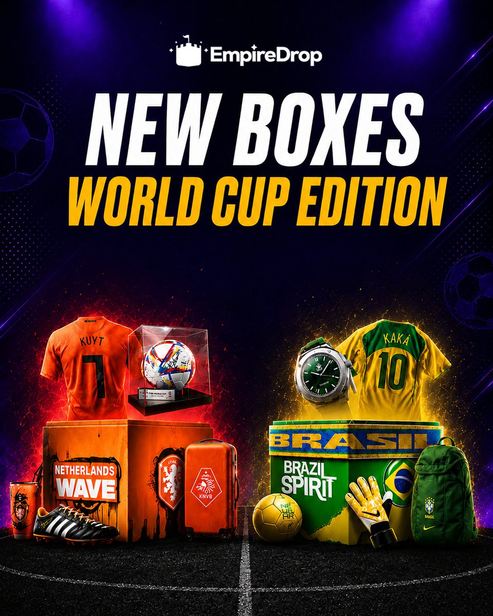 empiredrop's tweet photo. NEW BOXES: WORLD CUP EDITION ⚽

🇧🇷 Brazil Spirit
🇳🇱 Netherlands Wave

RT + Like and I'll drop one to two lucky winners 🎁
