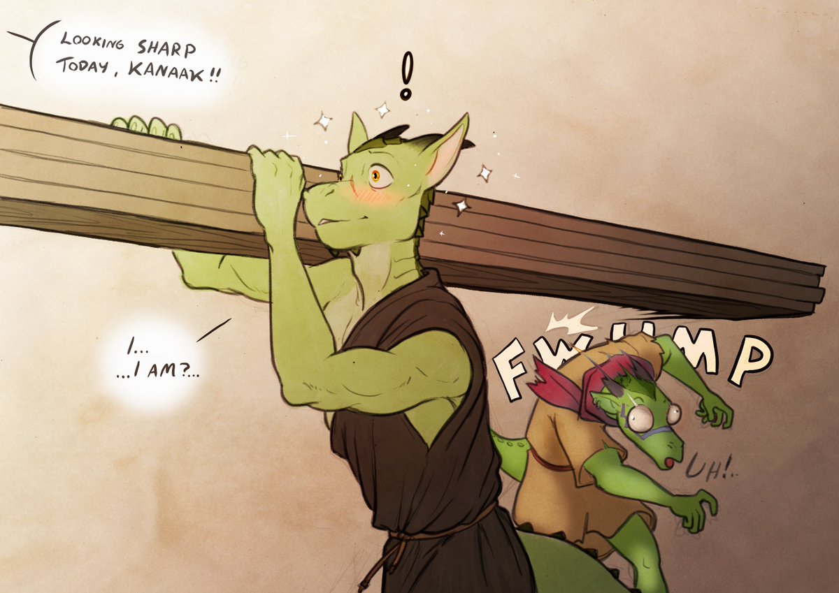 DanoGambler's tweet photo. Daily Doodle 267 "Strapping Lad"

Kanaak is too precious. One small compliment from his crush is enough to completely forget his surroundings^^
For my friend TEK427! https://t.co/lqigUCtcL3