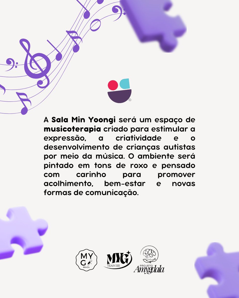 mygbrazil's tweet photo. 💜 FUTURE’S GONNA BE OKAY 💜

Com muita emoção, compartilhamos o destino da arrecadação da nossa campanha em homenagem a Min Yoongi.

Os recursos serão destinados à reforma da sala de Musicoterapia do Instituto Autismos, um espaço fundamental para o desenvolvimento, acolhimento e expressão de pessoas autistas.

Como forma de eternizar este gesto coletivo de amor e solidariedade, a sala passará a se chamar:

🎵 Sala Min Yoongi 🎵

O ambiente será revitalizado e pintado na cor roxa, símbolo do carinho, confiança e união que conectam milhões de pessoas ao redor do mundo através da mensagem do BTS e de Yoongi.

Para marcar este momento, realizaremos uma inauguração especial com a instalação de uma placa comemorativa, celebrando o impacto que a música, a empatia e a inclusão podem gerar quando pessoas se unem por uma causa maior.

Mais do que uma reforma, estamos construindo um espaço que representará acolhimento, esperança e transformação, valores que Yoongi sempre transmitiu por meio de sua arte e de suas ações.

Cada doação está ajudando a deixar um legado real para muitas famílias.

CHAVE PIX/PAYPAL: mygbrazil@gmail.com 

Porque o futuro se constrói com cuidado.
Porque ninguém deve caminhar sozinho.

#FuturesGonnaBeOkay #SUGA #슈가 
@projetoamygdala @mygteambr