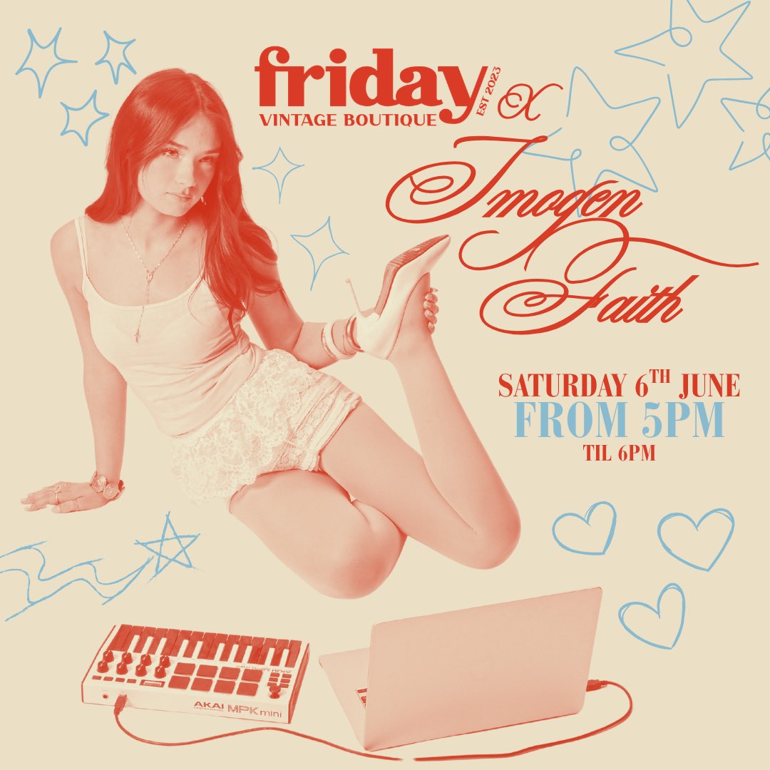 iimogenfaith's tweet photo. HI NEWCASTLE LETS HANG OUT ! i’m popping into friday vintage this saturday between 5-6 pm ! 🩷🩷 spaces r limited, more info over on ig ! first come first serve, link in ig bio 💌💌💌 see u there x https://t.co/Gf0R3cE2RR