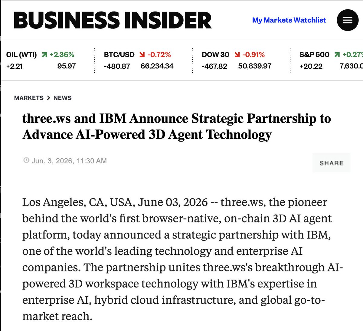 NexTech_X's tweet photo. @S0Lmay0r Stop sleeping then .

$THREE - Let's not forget the $IBM partnership.

CA: FeMbDoX7R1Psc4GEcvJdsbNbZA3bfztcyDCatJVJpump 

Created by @nichxbt 

@trythreews  turns AI agents into fully rendered 3D avatars that can be owned, embedded, and deployed across different applications. https://t.co/ZYQ71OjR4Z