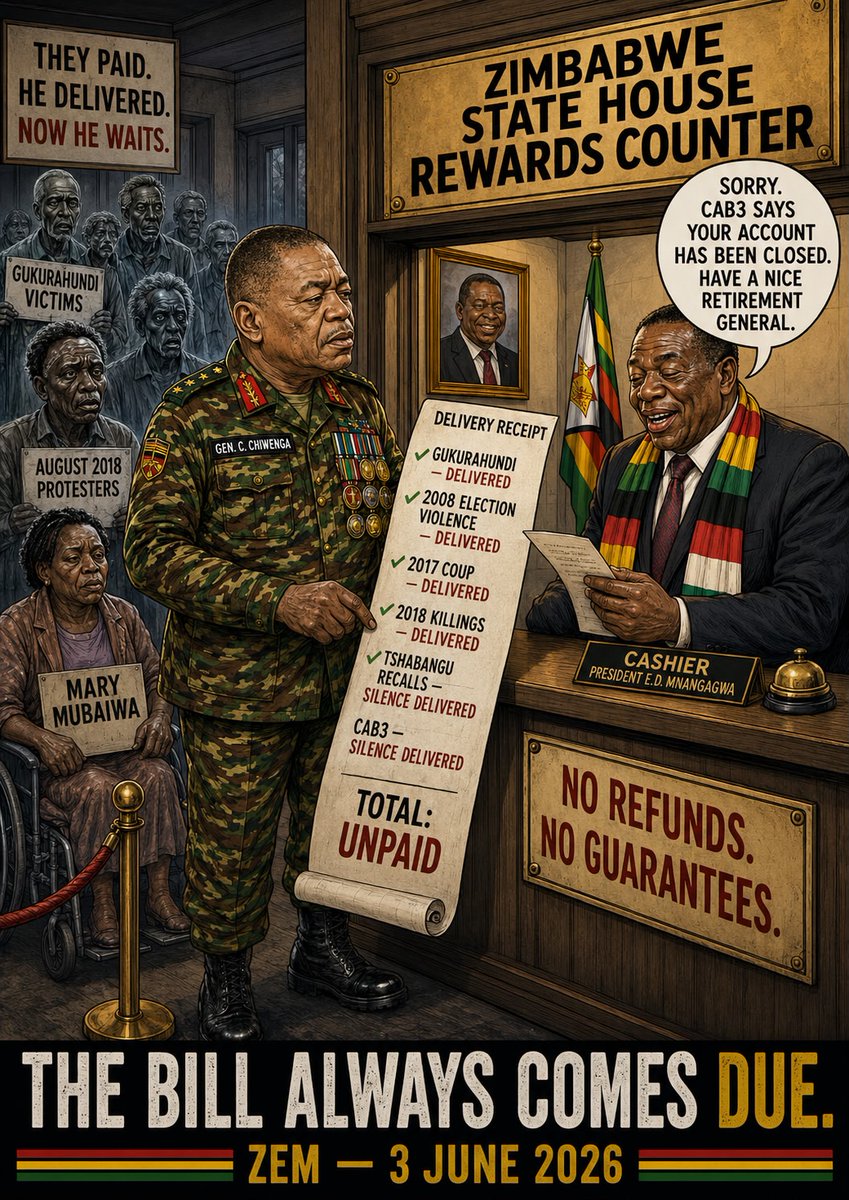 divinemafa's tweet photo. Rutendo is now openly describing Chiwenga's military loyalty network as the force that will kill CAB3. This is important to respond to carefully.

Here is your response:

Rutendo has just described in detail why ZEM's position is correct.

He is telling Zimbabwe that CAB3 will be defeated not by courts, not by civic action, not by the people, not by constitutional process — but by soldiers loyal to Chiwenga who have not forgotten that their commander was poisoned and their colleagues have died under suspicious circumstances during the Mnangagwa era.

Read that carefully.

The anti-CAB3 outcome Rutendo is describing is a military faction defeating another military faction. The people of Zimbabwe are spectators. The constitution is irrelevant. The courts are irrelevant. The MPs are irrelevant. What matters is who has more loyal soldiers with guns.

That is not the defeat of CAB3. That is the replacement of one military arrangement with another.

And if Chiwenga's network wins that confrontation Zimbabwe wakes up the next morning with a different military faction in charge. With no electoral mandate. With no constitutional framework. With no civilian oversight. With soldiers who are loyal to a commander not to a constitution.

ZEM asks one question. After Chiwenga's network defeats CAB3 through military loyalty what happens next. Who calls the election. Who runs it. Who counts the votes. The same FAZI that has rigged every election since 1980 under military command.

Rutendo is describing the problem while calling it the solution.

ZEM will not celebrate a military faction defeating a constitutional amendment. Because what comes after that victory is not freedom. It is the next chapter of the same story.

Devine Mafa Chairman Zambezia Economic Movement Zemia Republic | 3 June 2026