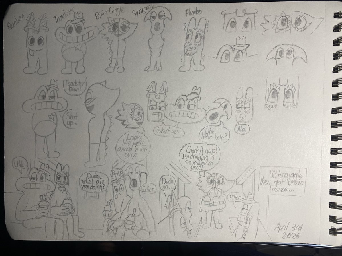 WesternFrog2's tweet photo. More silly sketchbook doodles 

#gartenofbanban #banban #sherifftoadster #bittergiggle #syringeon #flumbo https://t.co/5UyQtvS8xU