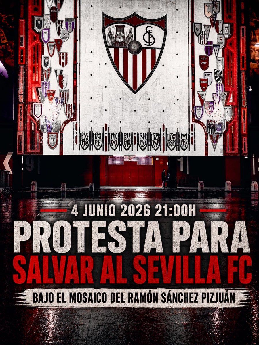 bombamendy's tweet photo. Mañana 4 de Junio volveremos a estar a las 21:00 en el mosaico de preferencia. Es vital que acudáis todos los que podáis, se ruega difusión. Tenemos que luchar por nuestro Sevilla. Día sí y día también.
#sevillafc #futbol https://t.co/0KrHYIh1mz
