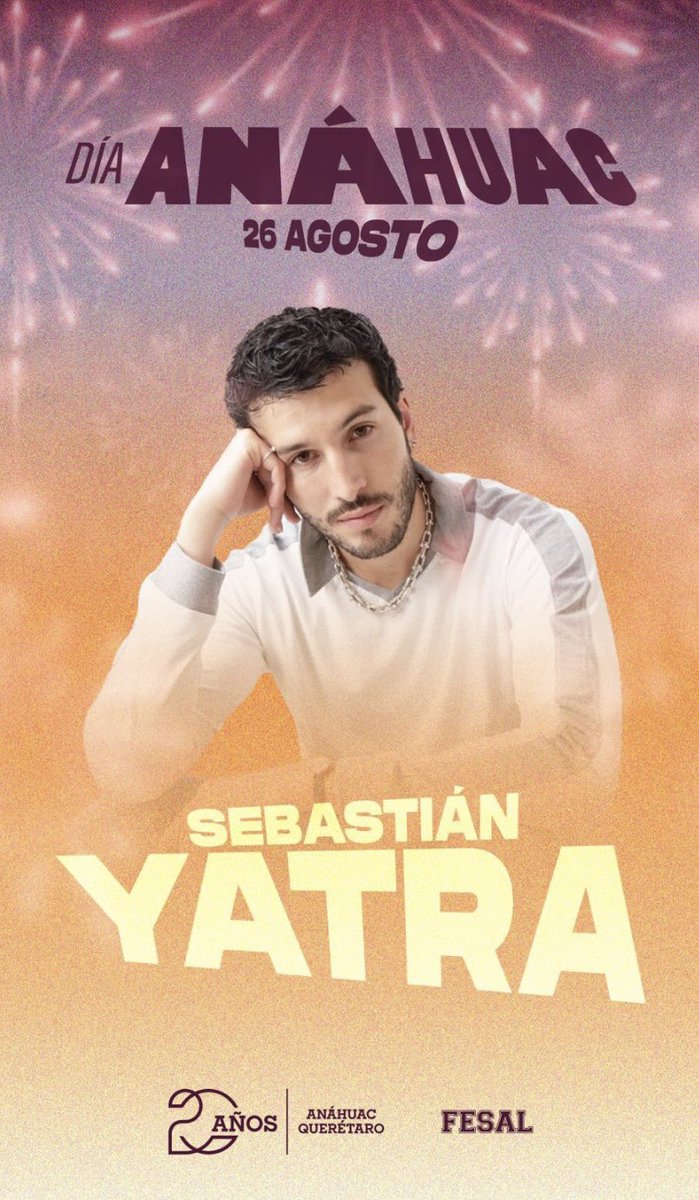 nyesy02's tweet photo. Sebastián Yatra este 26 de Agosto ! Es uno de los artistas que actuará en #Latir20años de la Universidad Anáhuach en Querétaro 🇲🇽🔥 •@SebastianYatra ♥️ 

‘El 26 de Agosto voy a estar con ustedes celebrando el Dia Anáhuac. Vamos a estar cantando y compartiendo con todos’ https://t.co/iDXEl8VNa6