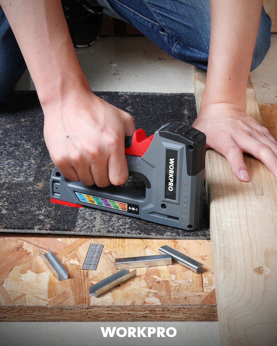workpro_tools's tweet photo. 🔨✨ WORKPRO 6-in-1 Staple Gun - T50, JT21, T20, CT10X, Gauge 18 &amp; Pin! Includes 4000 Fasteners.

🪑 Upholstery &amp; Furniture
🪵 Flooring &amp; Carpentry
🏠 DIY &amp; Repairs
🧵Crafting &amp; Hobbies

🔗 https://t.co/x9GMYZK76O 

#workprotools #StapleGun #DIYTools #ManualStapler #DIYproject https://t.co/QZ6ap8u5JC