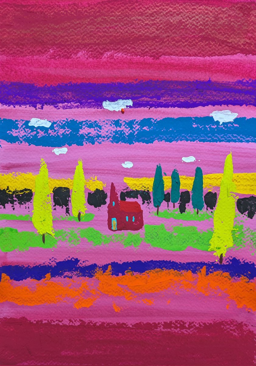 artwork ＃art #絵、 ＃心象風景画 ＃Gouache ＃paintig 🎨A landscape