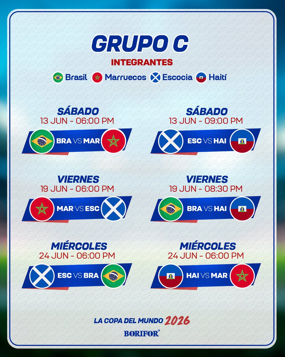 boriforve's tweet photo. ⚽🌎 Desde ya empieza la fiebre del Mundial  y hoy te trajimos el calendario 📅 con las fases de grupos y cada partido ⏰🇻🇪 con horario de Venezuela, para que agendes los encuentros que más te interesen  y te actives con toda la frescura de #Borifor ❄️💙. https://t.co/t7KzcQ69px