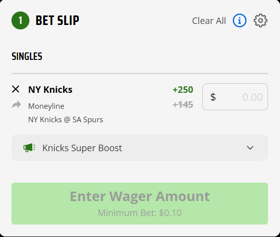 PlusBoosts's tweet photo. DraftKings: NJ/NY/CT Boost - Knicks WIN Game 1
Boosted to: +250
EV: 💹 27%

Nice boost for the tri-state! Major thanks to DK for including NJ

I'd max up to 2.7u

The McAfee thing is slightly -EV rn fwiw https://t.co/uklERuJBOf