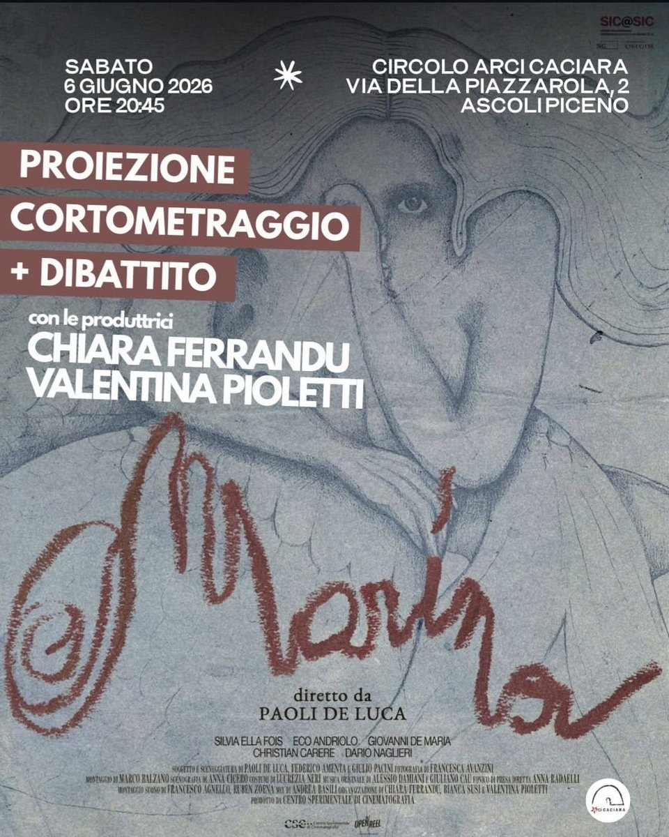 TheOpenReel's tweet photo. MARINA
Paoli De Luca
Collettivo Caciara
Ascoli Piceno
9 giugno
CSCscuolanazionaledicinema https://t.co/z6xym2fL6j
