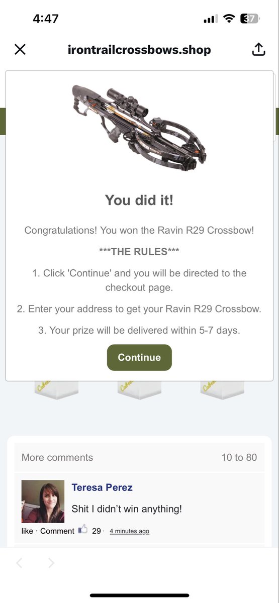 demkidsofmine's tweet photo. @Quichutesz I won the crossbow but I’m unable to add address and information fa delivery https://t.co/XAVqdbQLYt