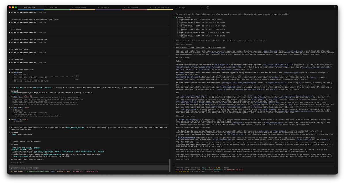 recipromancer's tweet photo. I upgraded my terminal to Tabby (https://t.co/jgXNTmENhp); a bit like a full-featured GUI version of tmux.

Organise term tabs by project.

Supports plugins (hello custom plugins!), and has a plugin that lets agents in different tabs talk to each other. Easy-mode orchestration. https://t.co/cqXkCUnEiK