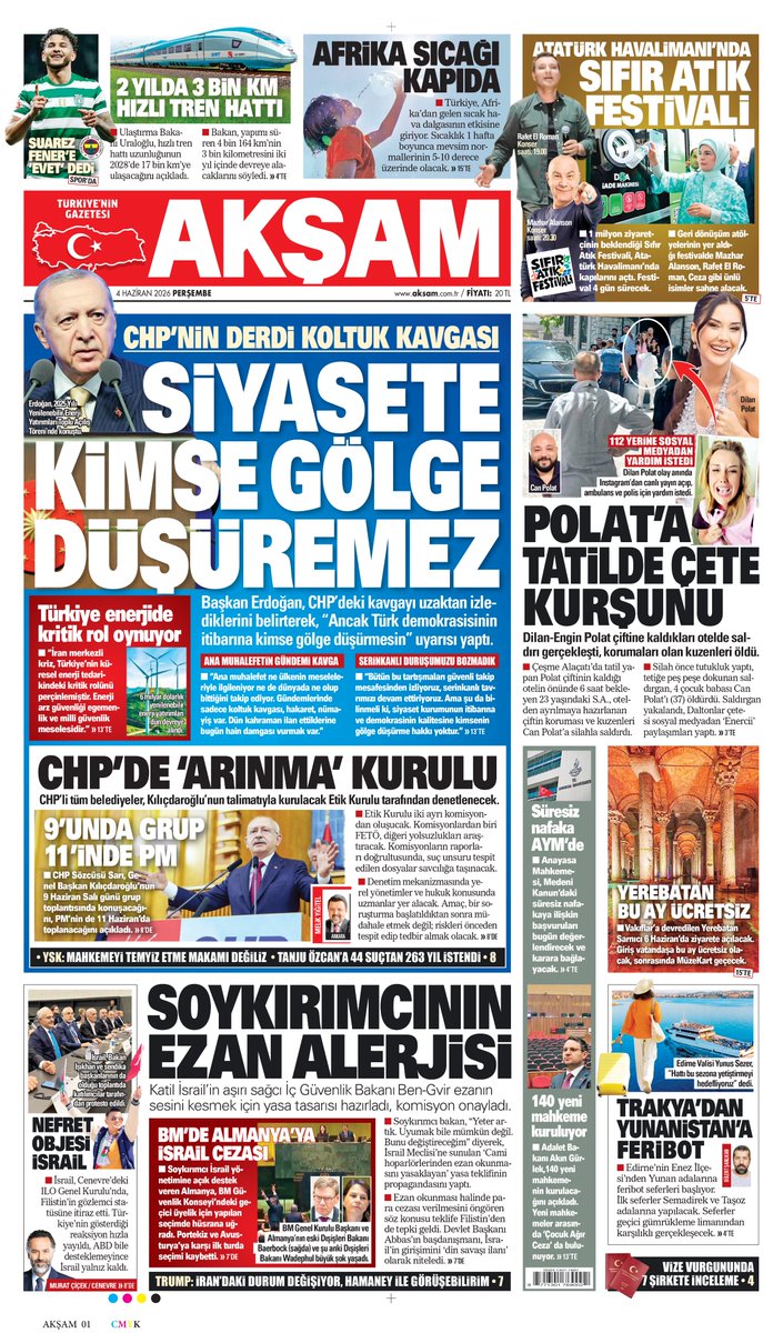 Aksam's tweet photo. SİYASETE KİMSE GÖLGE DÜŞÜREMEZ
https://t.co/aNm0iVn2TL

#GününManşeti 
@mkartoglu https://t.co/JTpfo5wZjP