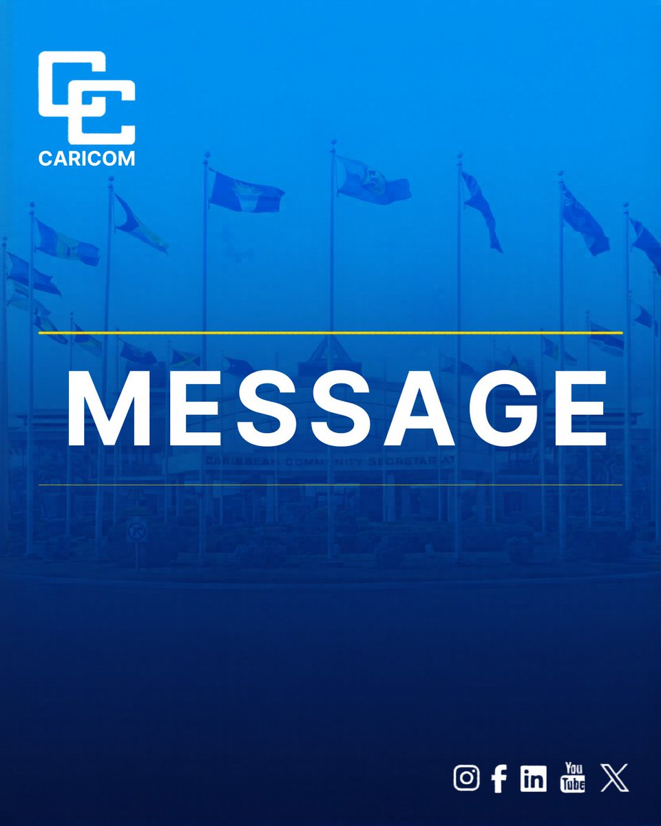 CARICOMorg's tweet photo. Congratulatory Message to Trinidad and Tobago 🇹🇹 on its Election to the United Nations Security Council, 2027-2028
Heads of Government of the Caribbean Community (CARICOM) extend hearty congratulations to the Government and people of the Republic of Trinidad and Tobago on successful election to a non-permanent seat on the United Nations Security Council, for the 2027-2028 term.
The overwhelming support offered by United Nations Member States during elections held on 3 June 2026 reflects the confidence of the international community in Trinidad and Tobago’s longstanding commitment to multilateralism, peace and security, and the principles of the United Nations Charter. This is a proud moment not only for Trinidad and Tobago but for the Caribbean Community as a whole.
#CARICOM is confident that Trinidad and Tobago will bring to the Security Council the unique perspectives of Caribbean Small Island and Low-lying Coastal Developing States through its advocacy on issues critical to the peace and stability of the Caribbean and other vulnerable regions.
The Caribbean Community reaffirms its support for Trinidad and Tobago as it undertakes this significant responsibility and stands ready to collaborate in promoting the collective interests of the Region within the United Nations System.