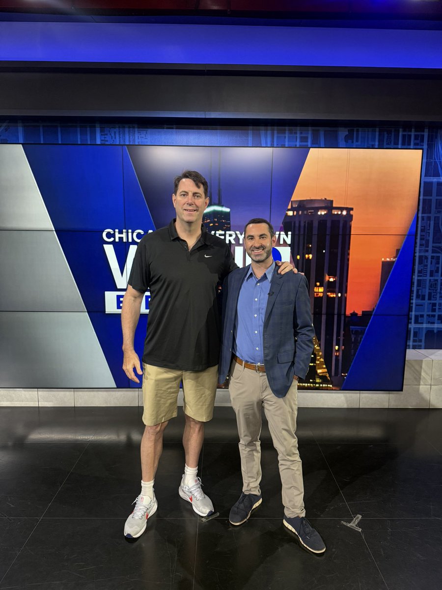 Josh_Frydman's tweet photo. I used to bug Pat Ambrose weekly for interviews while a student broadcaster at @stevensonhs when he coached hoops. Jalen Brunson is by far Ambrose’s most famous pupil, and it was great to reminisce with Pat &amp; chat about Brunson’s success. Catch our interview at 10:30 @GNSportsTV. https://t.co/g9QNoJovyW