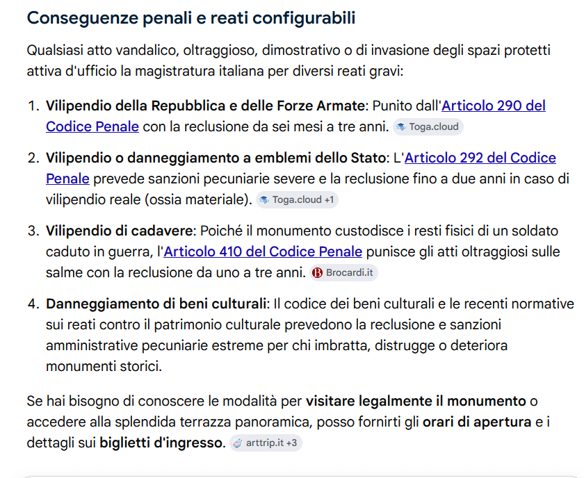Max_atwork's tweet photo. @luc42096 @Simona45104788 @flaviadonati @fattoquotidiano forse alla giornalista d'inchiesta sfugge che è reato
violare la sacralità sell'Altare della Patria 
Vilipendio della Repubblica e delle Forze Armate...ecc. https://t.co/6r4oD6y90b
