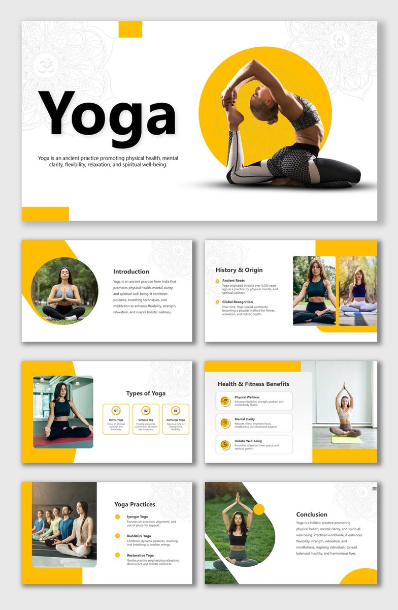 egg_slide's tweet photo. 🧘 Transform your mind &amp; body with Yoga!

From Hatha to Kundalini — find your flow, build strength &amp; find inner peace.

✨ Free Yoga PPT Template: https://t.co/BIciqROXXk

#Yoga #YogaLife #MindBodySoul #WellnessJourney #YogaPose #HealthyLiving #Meditation #FlexibilityGoals https://t.co/oF38RnM2iX
