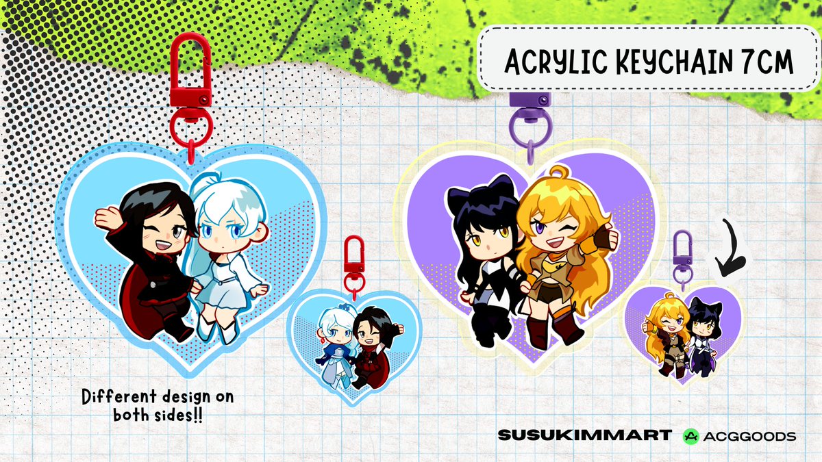 SusukimmArt's tweet photo. Hi everyone! I have an announcement to make... I finally have a shop on 
#ACGGOODS!!! 🎉

I'm so excited to show you the #RWBY #fanmerch I've created, and I'll be uploading more designs soon. Stay tuned!  

https://t.co/hSBNxNO6nz https://t.co/DUXwMkg20U