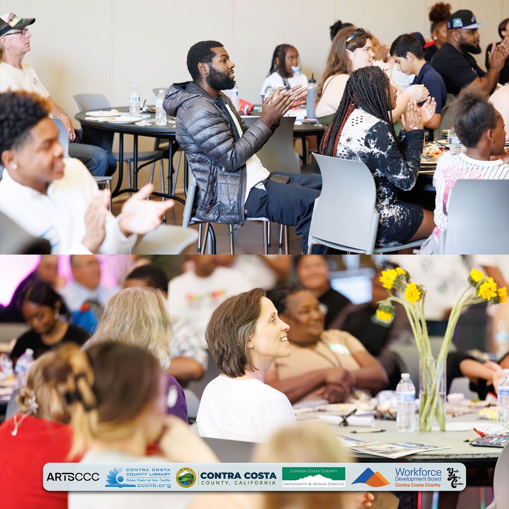 _artsccc's tweet photo. Check out some highlights of the amazing crowd and partners who made the night unforgettable! 👇

Special thanks to our incredible partners, supporters and artists:
@cordonconcepts
@WDBCCC  Workforce Development Board 
Contra Costa County Library 
Employment &amp; Human Services https://t.co/tBPtnkSssB