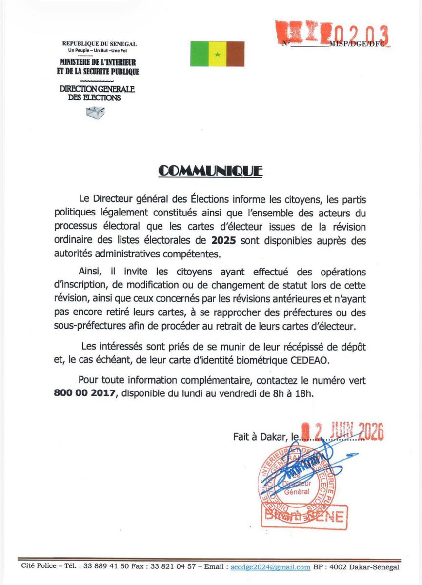 Awah_Juuf's tweet photo. Allez retirer vos cartes ceux qui ne l’ont pas encore fait et qui s’étaient inscrits sur les listes électorales! https://t.co/xnIRJvhYdq