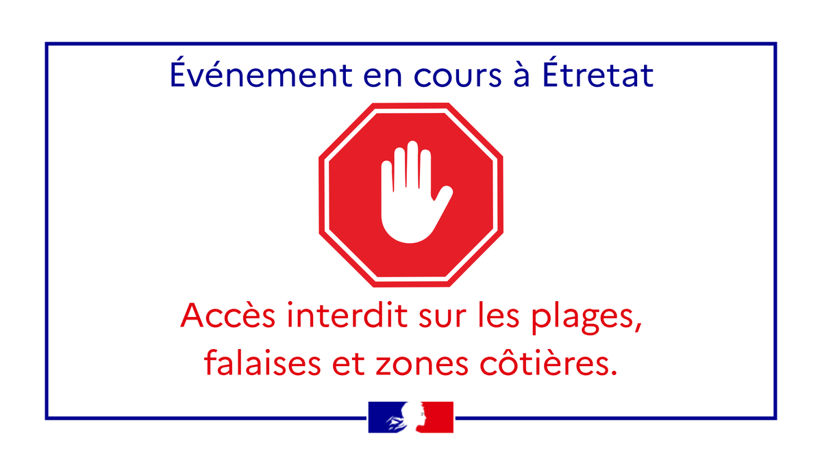 Prefet76's tweet photo. [Tournage TF1] 📢 – #Étretat #Sécurité
Ce jeudi 4 juin de  8h à 16h et vendredi 5 juin de 8h à 11h, une partie du littoral sera interdit d’accès: golf d’Étretat, falaise aval d’Étretat et valleuse d'Antifer sur la commune du Tilleul.

📢Bruits possibles: détonations, véhicules...

🌊 Moyens déployés aux abords de la côte:
  - Aériens: hélicoptères , avions 🛩️
  - Terrestres: motocross, chiens d’intervention🐕 
  - Marins: zodiacs 🚤

⚠️ Merci de respecter les consignes de circulation pour la sécurité de tous.